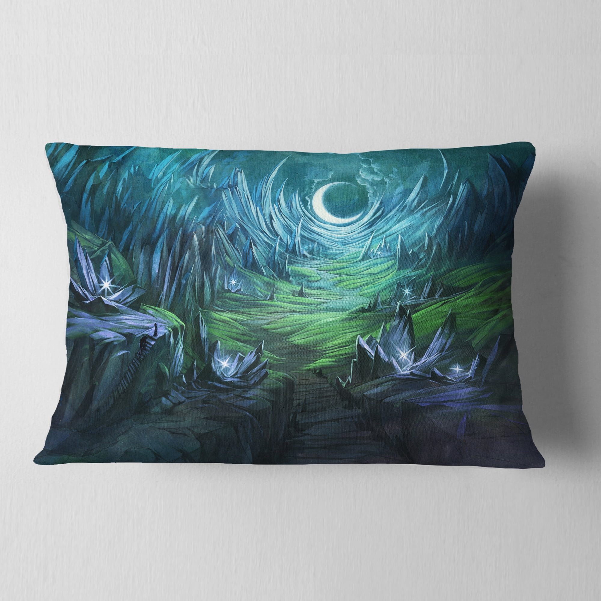 Designart Twilight Valley Landscape - Abstract Throw Pillow - 12x20