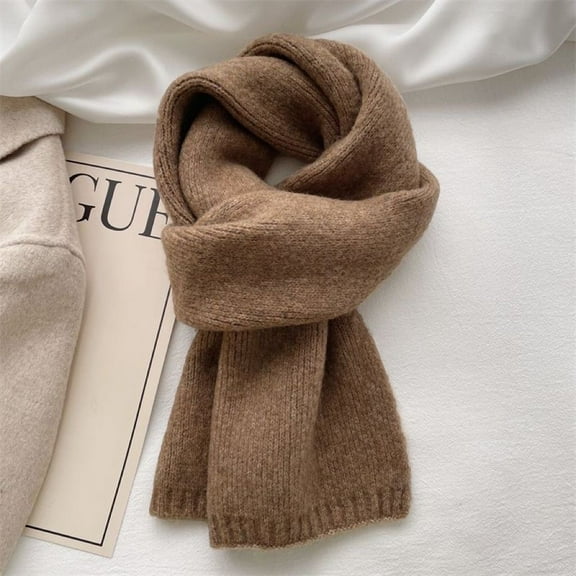 suxuMhao Knit Scarf, 1 Pack Dark Brown Soft Warm Winter Scarfs, Simple Solid Color Warm Scarf for Cold Weather, Keep Warm Scarf, 63×8.27IN Lightweight Cozy Knit Scarfs for Daily Wear