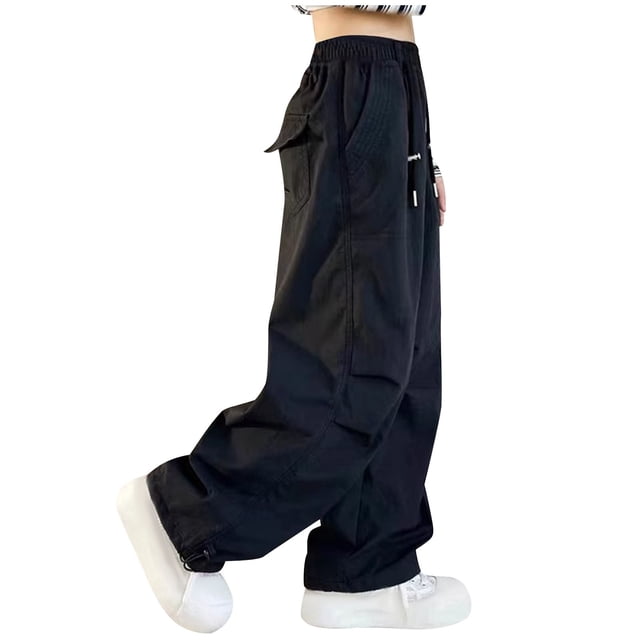 Odeerbi 5-16 Años Niños Niñas Cargo Pantalones Deportes Pantalones de Pierna Ancha Primavera Suelta Pantalones de Trabajo Con Múltiples Bolsillos