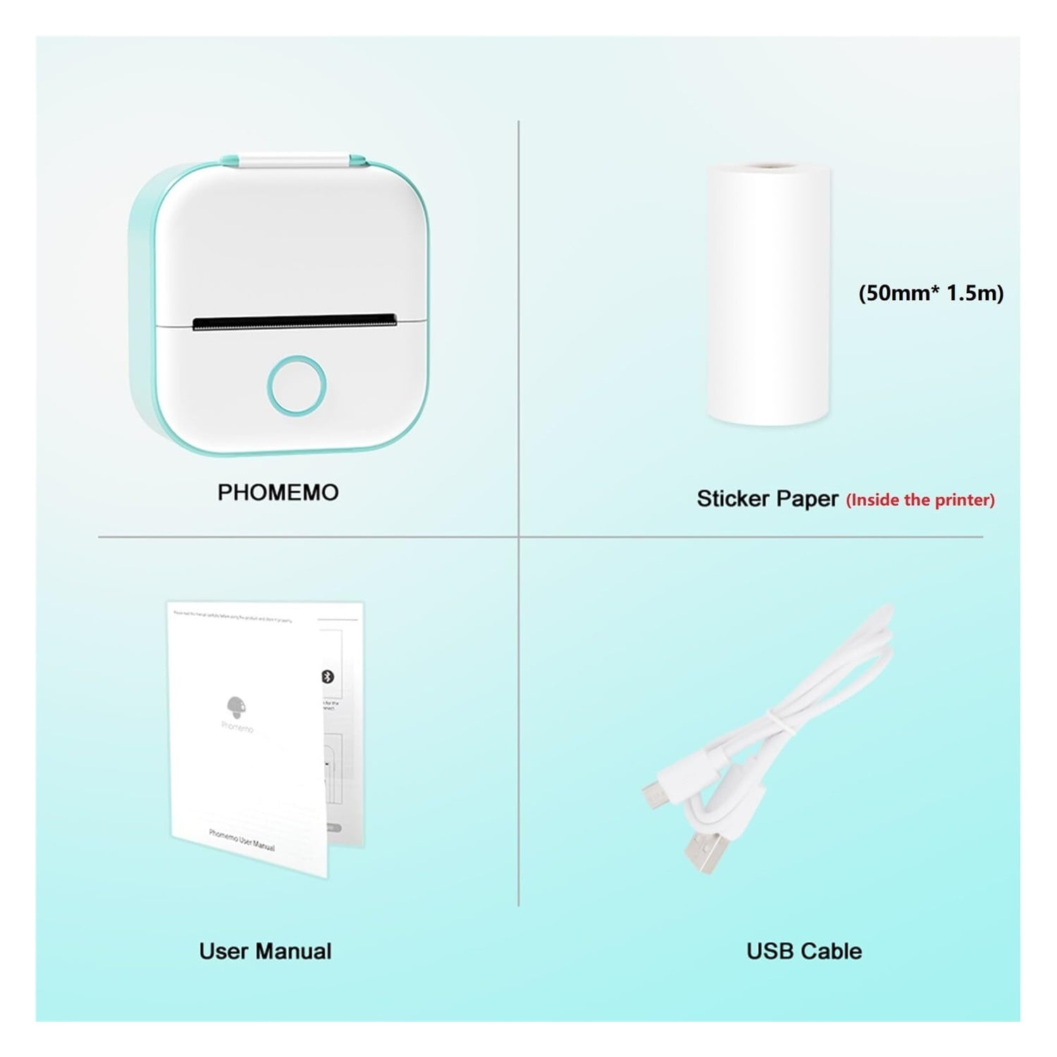 Sticker Printer- T02 Print Pods Mini Sticker Printer Maker, Inkless Machine Portable, Bluetooth Thermal Pocket Photo Maker for Study Notes, Daily, Photos, DIY