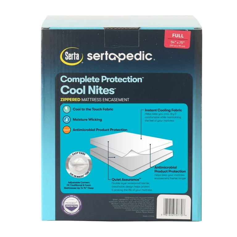 Serta Cool Nites Zippered Waterproof Mattress Encasement Full