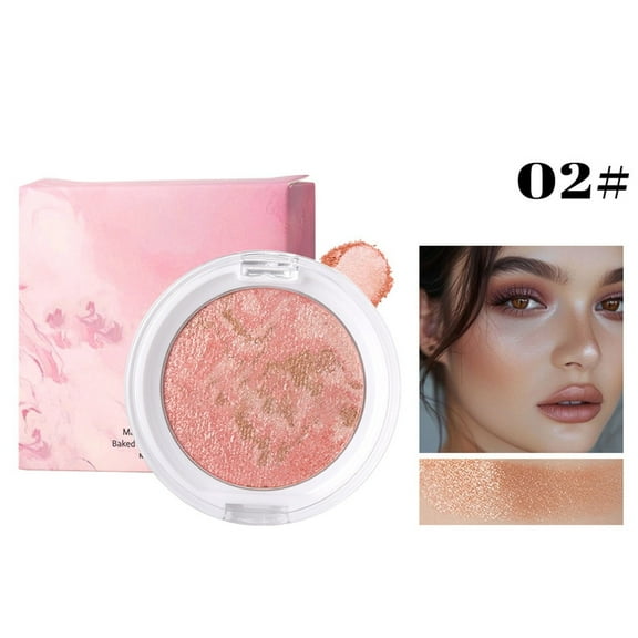 Kokovifyves Women's Beauty and Makeup Tris-colored Pork Belly Blooms Blush Pearl Glows Marbled Ones-piece Rouge