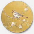 thumbnail image 1 of Designart 'Oiseau Doré sur Fleurs I' Art Mural Rond en Métal Style Ferme, 1 of 3