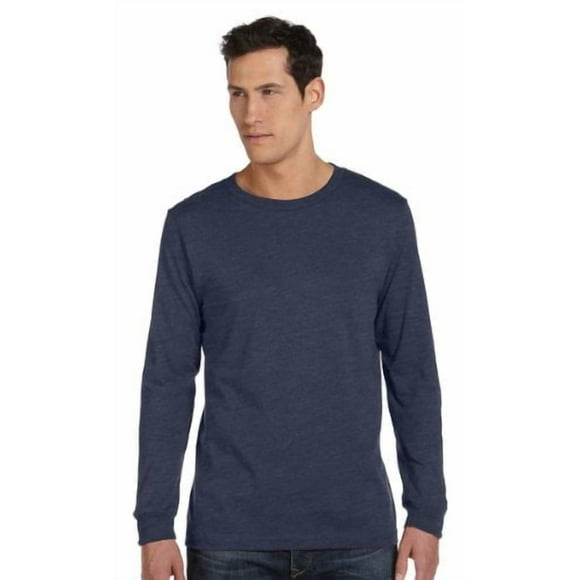 Bella Canvas Jersey Long-Sleeve T-Shirt (3501) Heather Navy, M
