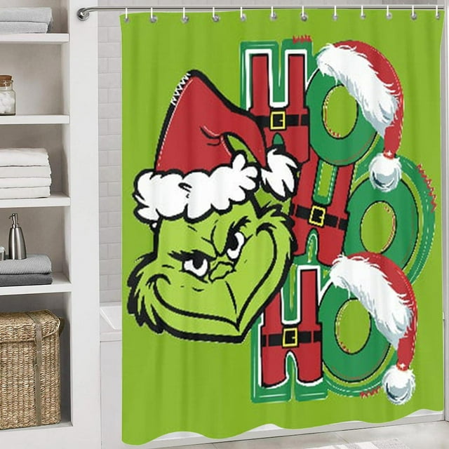Christmas DecorShower CurtainMerry Christmas Shower Curtains For Bathroom Polyester Fabric Winter Snow Xmas Tree Shower Curtain Set Machine Washable Bathroom DecorPolyester shower curtain