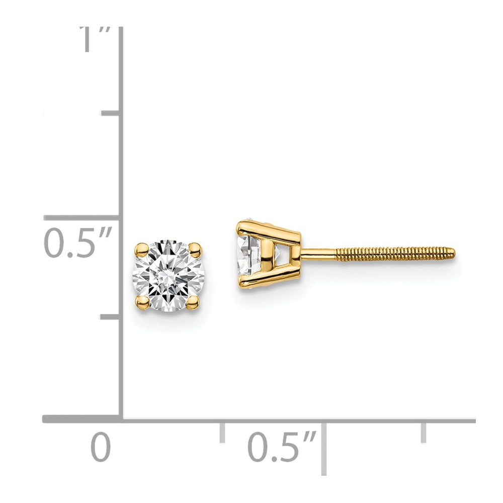 Real 14kt Yellow Gold .70ct. SI3 G-I Diamond Stud Thread on/off Post Earrings; for Adults and Teens; for Women and Men