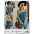 thumbnail image 6 of HUBERY Women Waffle Crew Neck Color Block Spliced Lace Long Sleeve Pullover Top, 6 of 6