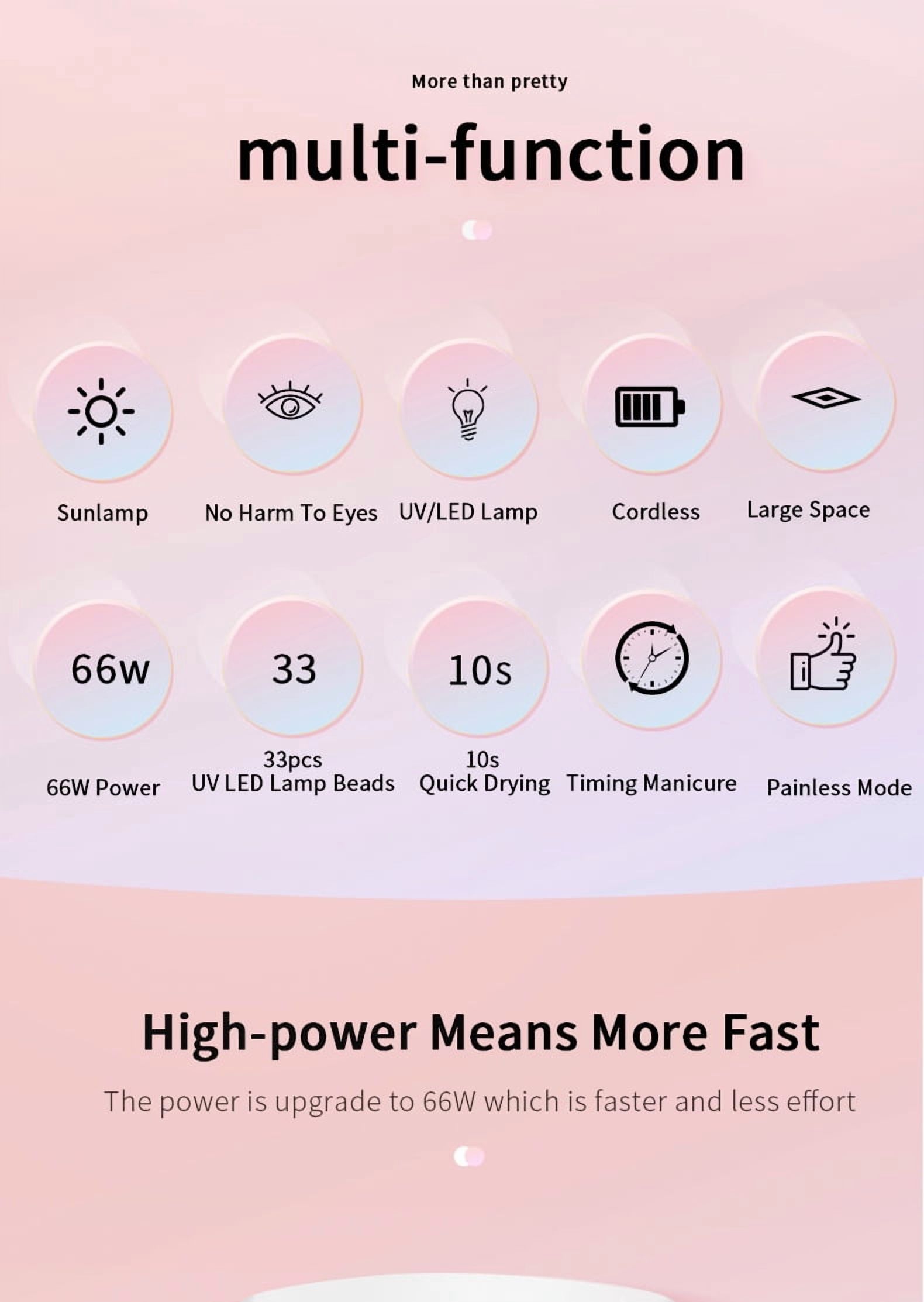 New Nail Lamp 66w Whitening Nail Machine S10 Wireless Phototherapy Lamp Charging Nail Phototherapy Machine Nail Dryer