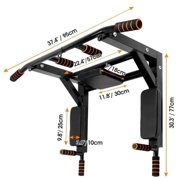 Wall Mounted Pull Up Bar Chin Up bar Multifunctional Dip Station for Indoor Home Gym Workout Supports to 440 Lbs (BLACK)