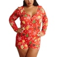 thumbnail image 1 of Women Jumpsuit Plus Size Button up Cartoon Deer Christmas Sexy Home Clothes Pajamas, 1 of 4