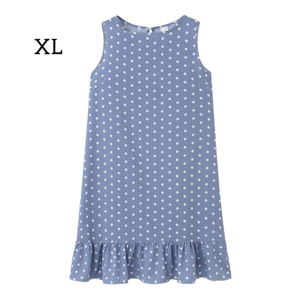 Qarigey Vestido de mujer Punto Ropa sin mangas Ropa suelta Vestido de tanque con volantes sueltos Vestidos Azul claro SG