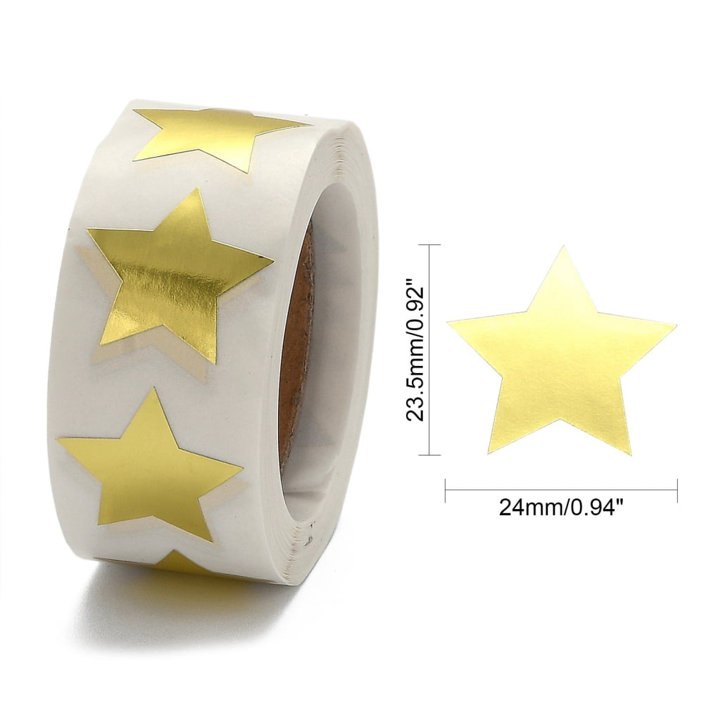 5rolls Metallic Foil Star Shape Paper Sticker Labels Writable Paper Star Shape Seal Labels Teacher Supplies golden 24x23.5mm 500pcs/roll