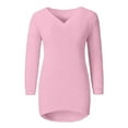 thumbnail image 4 of JGGSPWM (S-5XL) Plus Size Womens Cute Tops Casual V Neck Fleece Pullover Long Sleeve Thermal Soft Fuzzy Winter Clothes Pink XL, 4 of 7