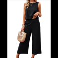 thumbnail image 1 of Conjunto de Dos Piezas de Verano para Mujer: Top Corto Sin Mangas con Cuello Redondo y Pantalones Anchos con Bolsillos. Negro XL, 1 of 10