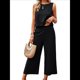 thumbnail image 1 of Conjunto de Dos Piezas de Verano para Mujer: Top Corto Sin Mangas con Cuello Redondo y Pantalones Anchos con Bolsillos. Negro XL, 1 of 10