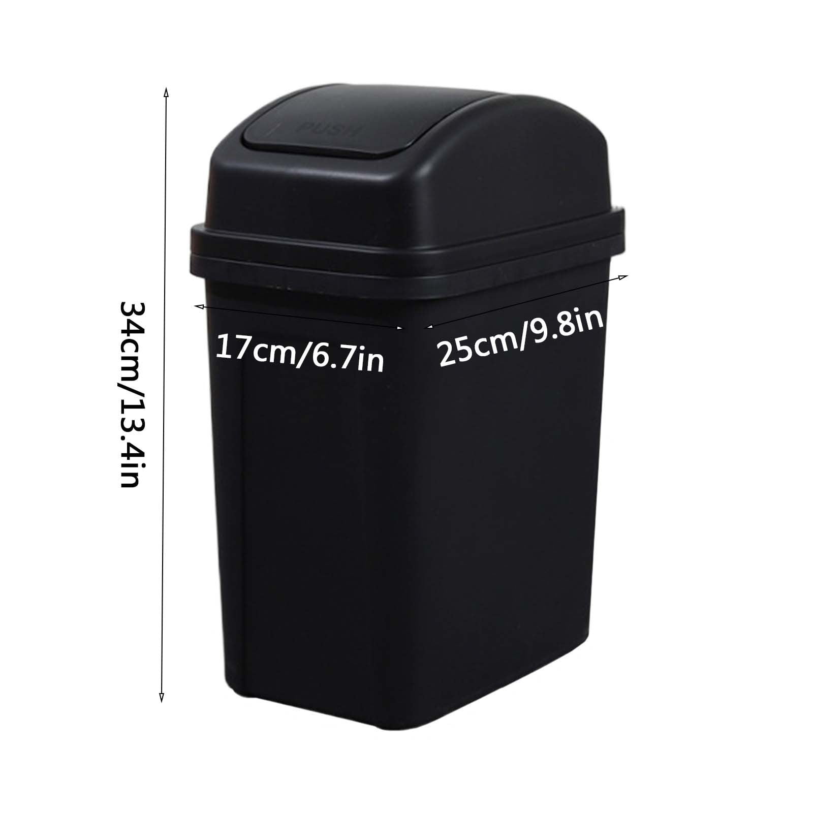 AUHomi Office Trash Can with Swing Lid, 1.8 Gallons, Indoor Plastic Garbage Can, Large Capacity Waste Basket, Garbage Bin, Slim Trash Can for Dorm, Bathroom, Living Room, Office, Kitchen,Bedroom,Black