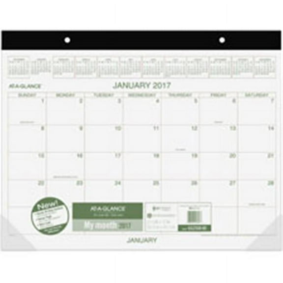 Recycled 2 Color Desk Pad Calendars - Black - 22 x 17 in.