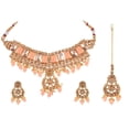 thumbnail image 1 of Efulgenz Indian Jewelry Choker Necklace Maang Tikka Earrings Bollywood Wedding Crystal Kundan Necklace Earrings Head Chain Set, 1 of 6