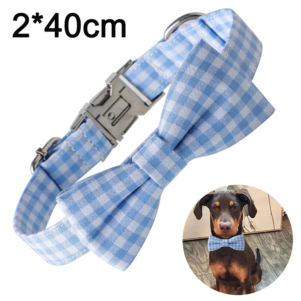 Askmiss Small Tail Dog Collar With Bow Comfortable Dog Bow Tie Bow Tie Dog Collar Adjustable Dog Collar Blue S