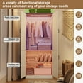 thumbnail image 3 of 2 Door Armoire Wardrobe Closet for Bedroom with LED Sensor Light,75"H Farmhouse Wood Clothing Storage Cabinet with Hanging Rod & Adjustable Shelf, 3 of 10