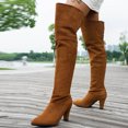 thumbnail image 2 of Xfvqtps Womens Thigh High Boots Pull on Tie Back Chunky High Heel Pointed Toe Suede over the Knee Boots, 2 of 6