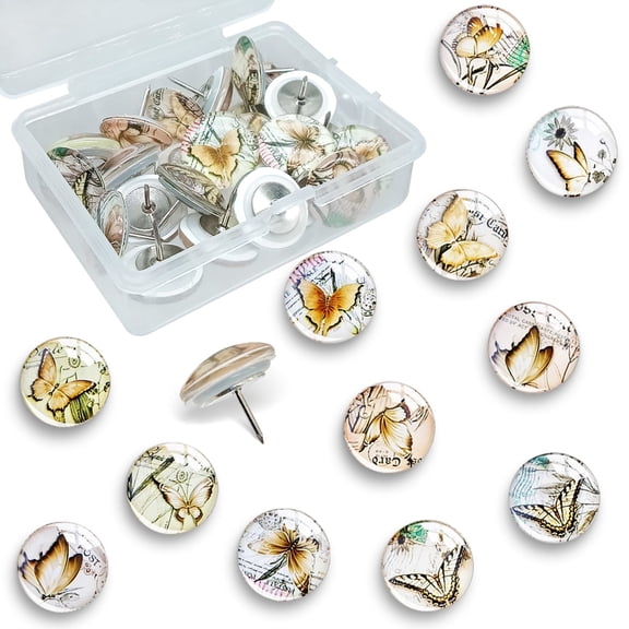 Afagarly Butterfly Decorative Multicolor Push Pins, 24 Pack, Mini