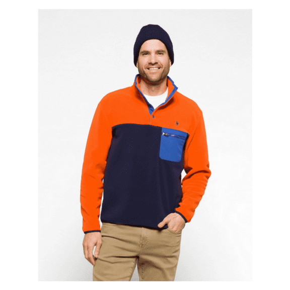 $148 Polo Ralph Lauren Men's 1/4 Snap Long Sleeve Fleece Sweatshirt, Orange, XL