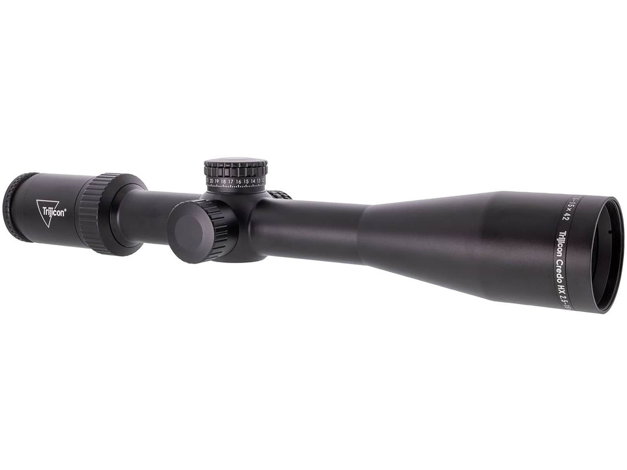 Trijicon Credo HX 2.5-15x42mm 30mm Tube Rifle Scope, Second Focal Plane, BDC Hunter Holds Reticle, Satin Black