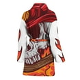 thumbnail image 2 of Flaming Firefighter Skull Women Bathrobe One Size Univeral Fits, Skull Lover Gifts Fashion Lightweight Plush Fleece Long Robe For Women, 2 of 3