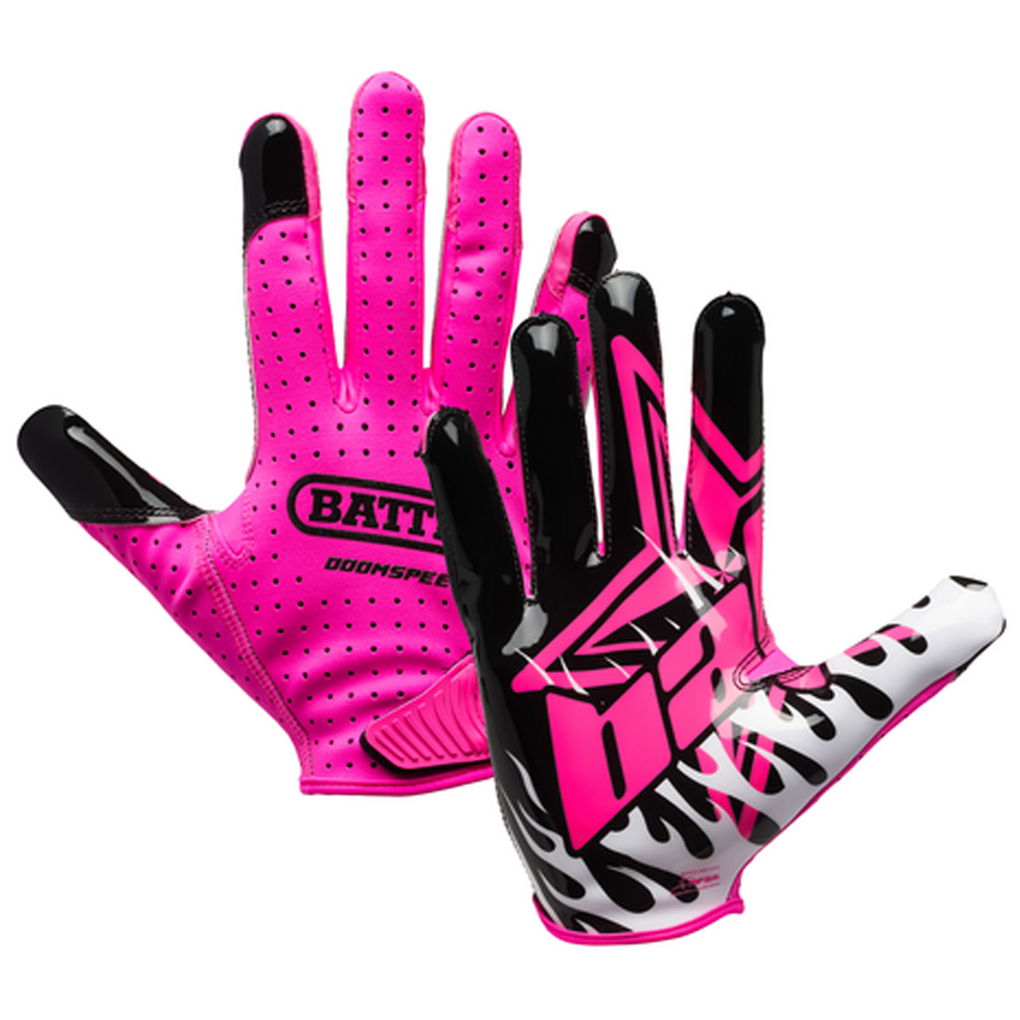 Battle Sports Youth "Astro" Doom Speed Receiver Football Glove - Black/Pink - Large