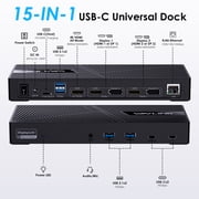 Universal Dock Station, 15-in-1 USB Dock with 100W Charge, HDMI&DP, 10Gbps USB, Gigabit Ethernet