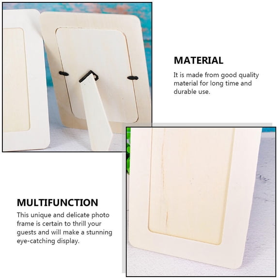 FELTECHELECTR 3Pcs Beige Wooden Table Photo Frame for DIY Use and Home Decoration