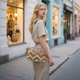 thumbnail image 7 of FORMRS Women Crossbody Purse with Chain Strap Vegan Leather Shoulder Handbag, Orange Geometric, 7 of 7