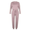 thumbnail image 4 of Pyhlmscde Women's Two Outfit Long Sleeve Crewneck Pullover Tops And Long Pants Sweatsuits with Sweatpants, Lounge Sets for Women, Two Piece Sets for Women Pink 5XL, 4 of 5