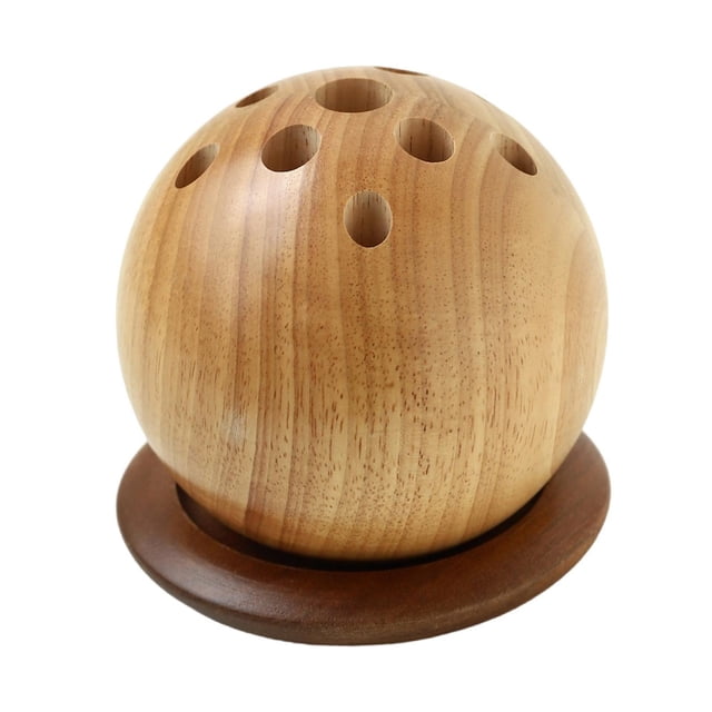 Portalápices esférico de madera, organizador de papelería, decoración, regalo, adorno creativo, soporte para brochas de maquillaje, para hogar,