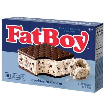 FatBoy, Cookies 'N Cream Ice Cream Sandwiches, 30 fl oz Carton Box