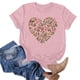 thumbnail image 3 of Primavera Top Mujeres de Moda de Cuello Redondo con Patrones de Corazón de Manga Corta Camiseta Top para Uso Diario Y de Fiesta, 3 of 5