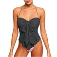 thumbnail image 2 of TIMIFIS Lace Halter Top for Women Sleeveless Solid Color Summer Backless Casual Camisole Shirts Spring Lightweight Going Out Fashion Soft Bow Top, 2 of 7