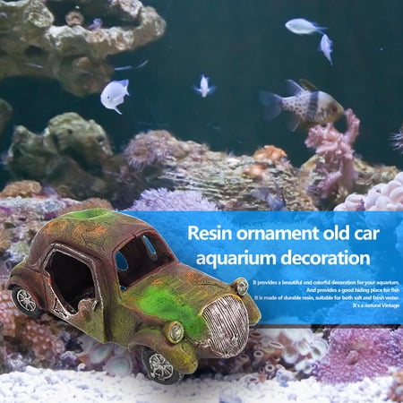 TB&W Fish Tank Landscaping Resin Moss Old Car Aquarium Wreck Car Decor ...