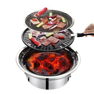 Holocky Charcoal Barbecue Grill 13.7 Inch Non-Stick Korean BBQ Grill  Portable Charcoal Stove for Home Idoor Outdoor Camping