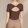 thumbnail image 4 of Timegard Hauts d'Entraînement pour Femmes Col Rond Manches Courtes Découpé Crop Top Yoga Athlétique Slim Gym, 4 of 6