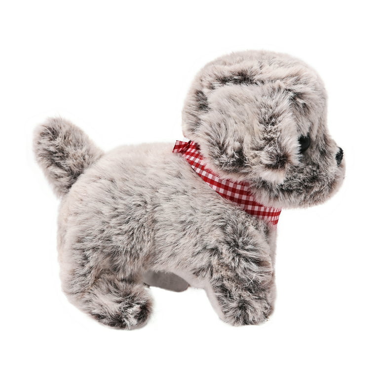 Biekopu Interactive Dog Toy, Walking, Wagging Tail, Barking Electric Toy Dog Simulation Plush Puppy Dog, Size: 16cm*15cm*11.5cm, Brown
