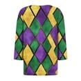 thumbnail image 4 of DDAPJ pyju Mardi Gras Tops for Women 3/4 Sleeve Henley Shirt Novelty Mask Print Tunic Tops Carnival Party Blouse Parade T-shirt Multicolor XL, 4 of 6