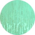 thumbnail image 1 of Ahgly Company Machine Washable Indoor Round Abstract Turquoise Blue Contemporary Area Rugs, 3' Round, 1 of 4