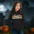 thumbnail image 2 of WERYOUNG Girls Boys Hoodies Cartoon Letter Pumpkin Bat Printed Long Sleeve Pullover Hooded Halloween Sweatshirt With Pocket Child Classic Outdoor Play Hoodie,Black,2-3 Years, 2 of 4