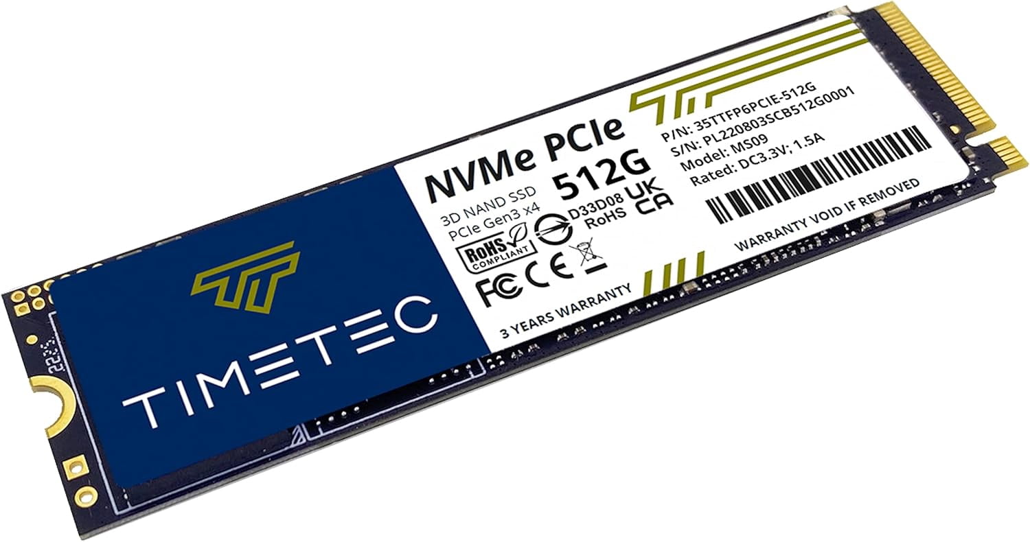 Timetec 512GB SSD NVMe PCIe Gen3x4 8Gb/s M.2 2280 3D NAND High Performance SLC Cache Read/Write Speed Up to 2,000/1,600 MB/s Internal Solid State Drive for PC Laptop and Desktop
