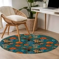 thumbnail image 4 of Round Rugs 4Ft, Orange Green Spring Floral Round Area Rug Washable Indoor Throw Carpet, Vintage Botanical Summer Flower Soft Non Slip Circle Rug for Kitchen Nursery Room Home Decor Aesthetic, 4 of 8