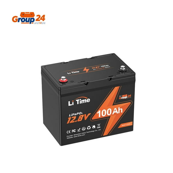 LiTime 12V 100Ah RV Lithium Battery,Group 24 Rechargeable LiFePO4 Battery with Up to 15000 Cycles, 1.28kWh and Higher Energy Density, Perfect for Trolling Motors, Boat, Marine, Solar