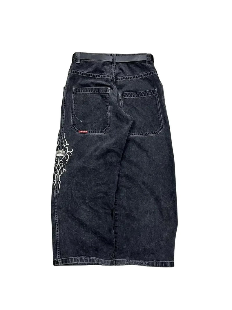 W36×L32 90s JNCO Embroidery Baggy Jeans Vintage Y2K Direct Blue Embroidered Jeans Sz 32X31 VTG RARE