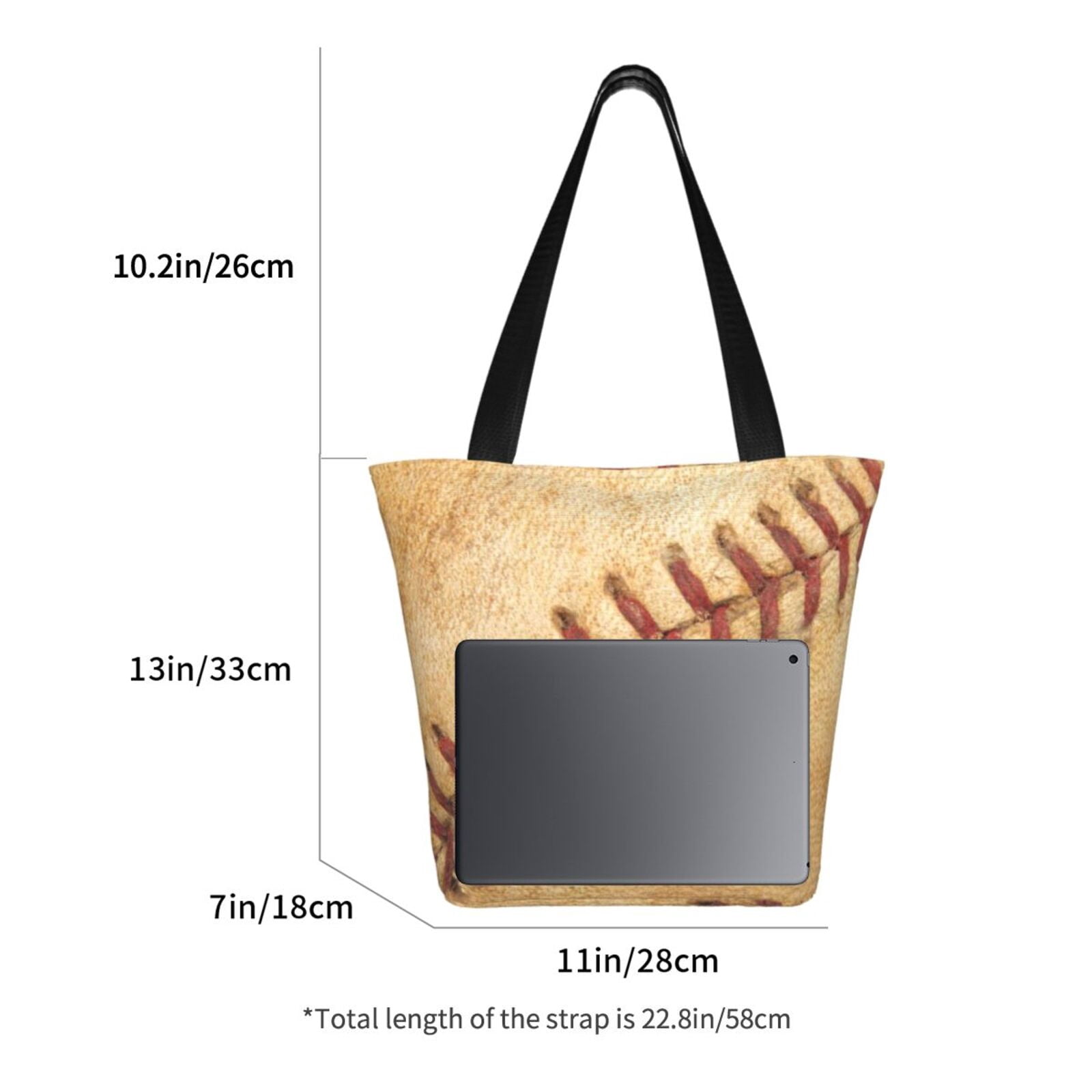 Ratiio Vintage Baseball Print Shoulder Bag for Women, Polyester Crossbody Purse Lightweight Handbag for Daily Travel and Casual Use